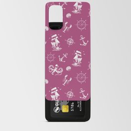 Magenta And White Silhouettes Of Vintage Nautical Pattern Android Card Case