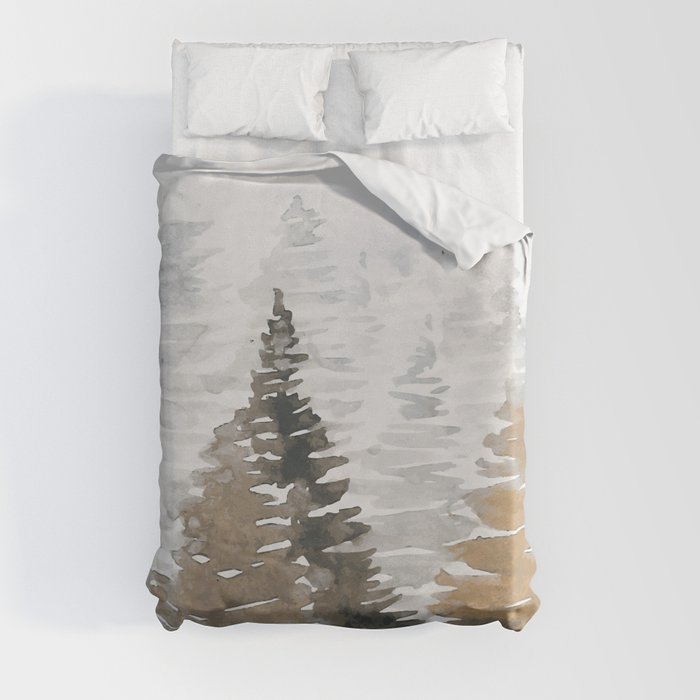 Watercolor Pine Trees 3 Duvet Cover