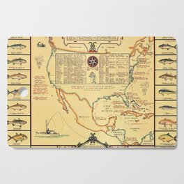 Illustrated Map of Well Known Salt Water Game Fish of North America Cutting Board