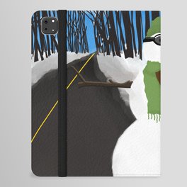 Ski Hill bound Hitchhiking Snowman iPad Folio Case