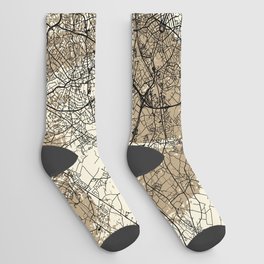 Brussels, Belgium - Artistic Map Art Print Socks