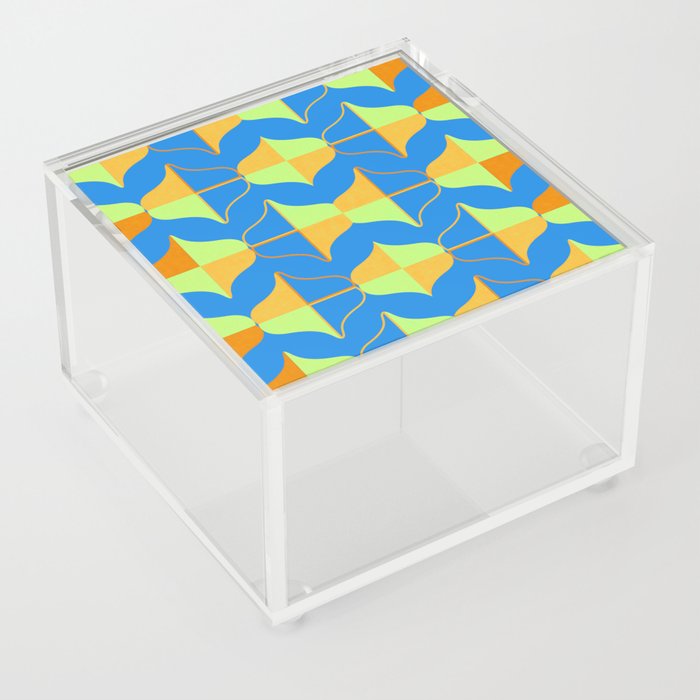 WHALE SONG Midcentury Modern Organic Shapes in Vibrant Yellow and Blue Acrylic Box