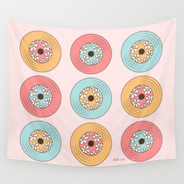 Groovy Vinyl Records, Colorful with Daisy Wall Tapestry