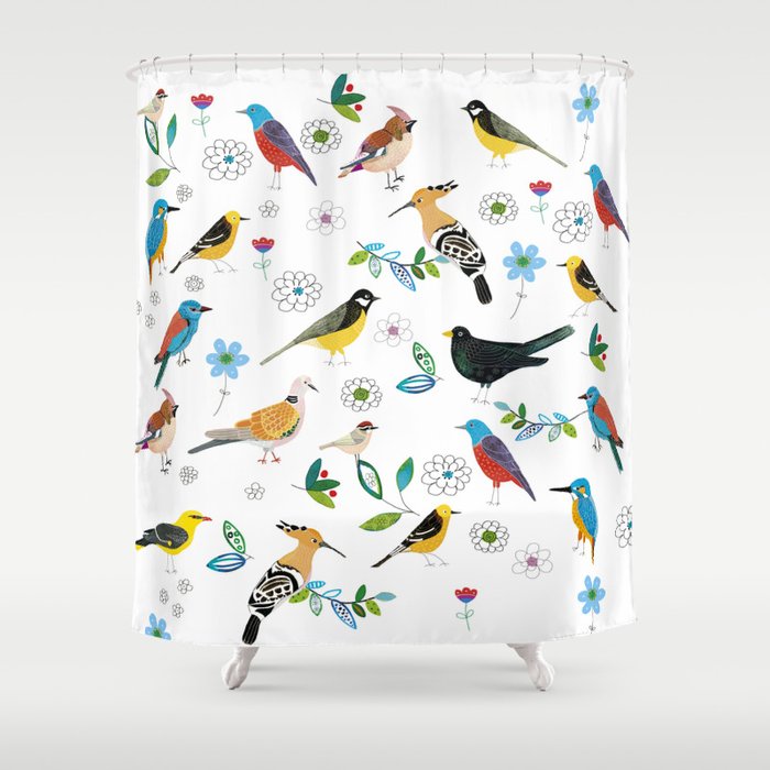 Polish Birds Shower Curtain By Marianna Jaa Society6 Polish Birds Shower Curtain By Marianna, Bird Shower Curtain