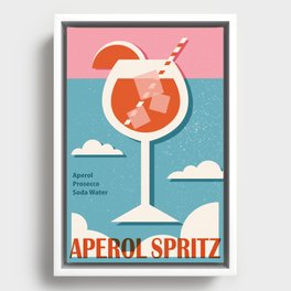 Aperol Spritz recipe, Cocktail, Retro 70s, Aesthetic art, Alcohol poster, Exhibition print, Mid century modern Framed Canvas