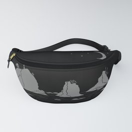 Moon Over Three Graces Grey on Black Fanny Pack