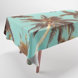 Tropical palm tree with blue sky and cloud abstract background. Summer vacation and nature travel adventure concept. Pastel tone filter effect color style.  Tablecloth