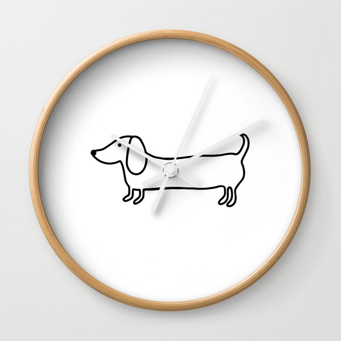 Simple dachshund black drawing Wall Clock