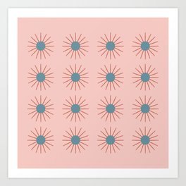 More than a thousand suns #556 Art Print | Delicate, Pink, Design, Simplicity, Gift, Vintage, Blue, Soft, Retro, Sun 