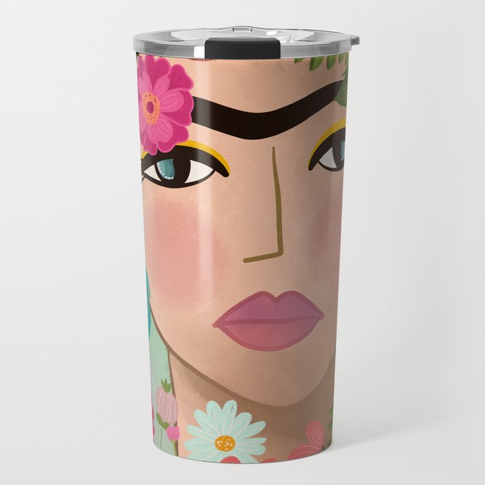 Frida Floral Art Travel Mug