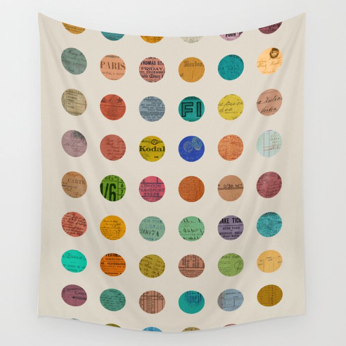Colorful Vintage Postcards Wall Tapestry
