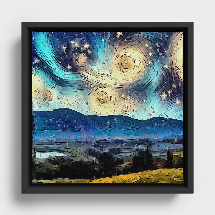 Starry Night in the Sky Framed Canvas