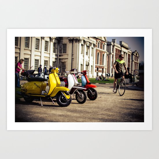 Vespa Scooters in Greenwich Art Print