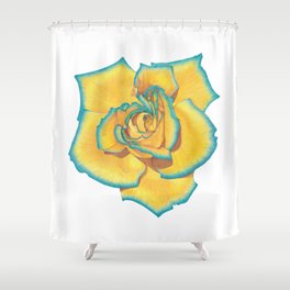 Yellow and Turquoise Rose Shower Curtain