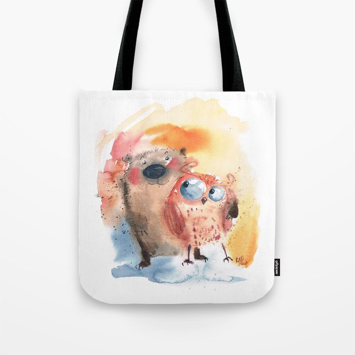 Bear with owl Tote Bag