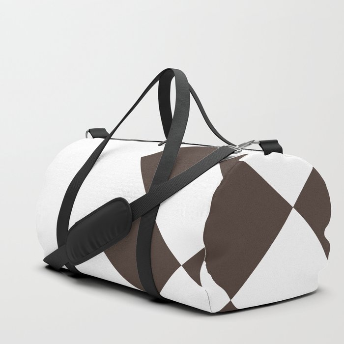 Black Diamond Checkered and Solid White Vertical Split   Duffle Bag