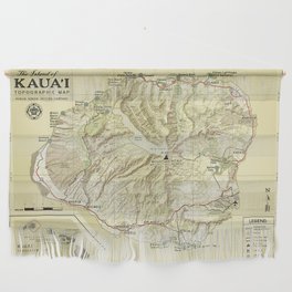 The Island of Kauai [vintage inspired] Topographic Map Wall Hanging