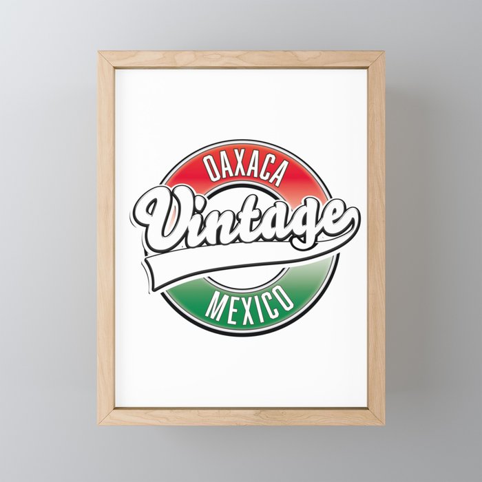 Oaxaca mexico retro logo. Framed Mini Art Print