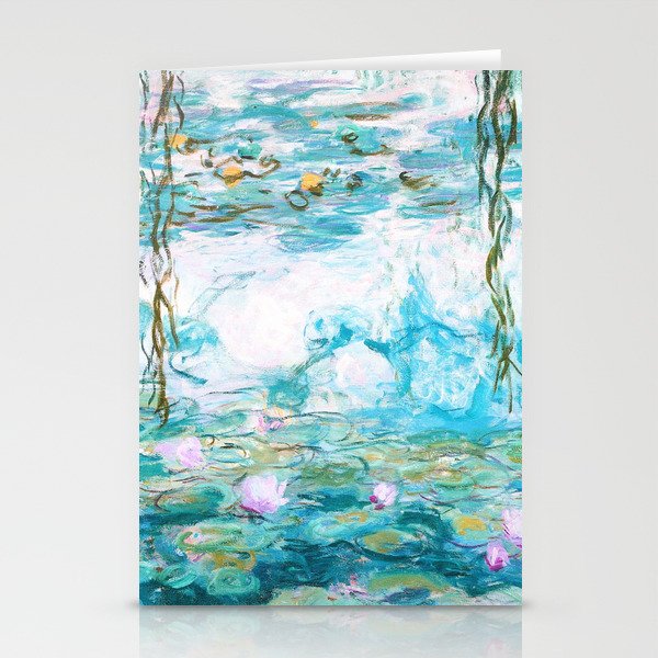 Water Lilies Monet Aqua Turquoise Stationery Cards