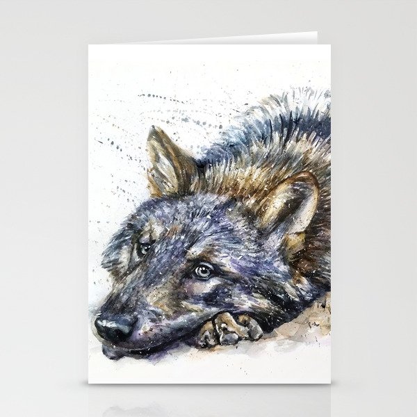 Wolf watercolor Stationery Cards