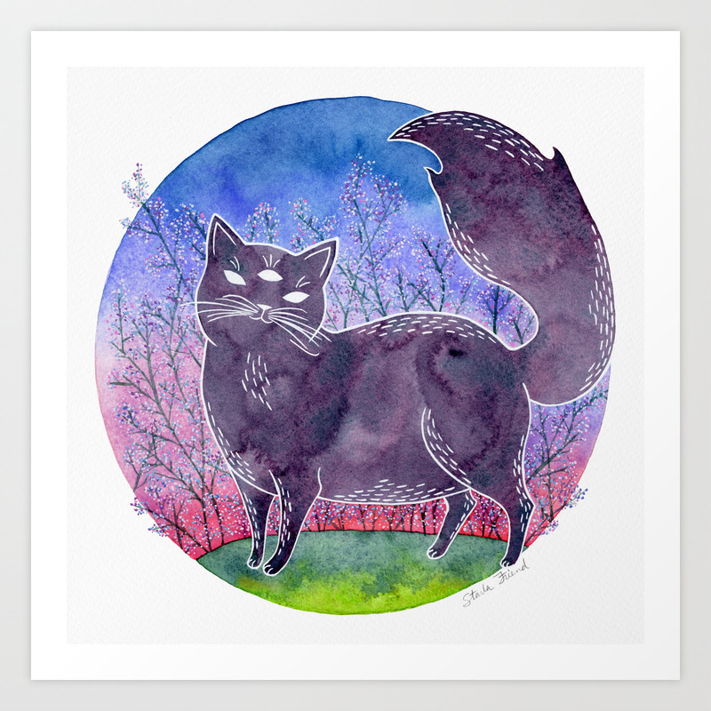 Gwendolyn The Psychic Cat Art Print By Dragonstarart Society6