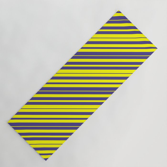 Yellow & Dark Slate Blue Colored Lines/Stripes Pattern Yoga Mat