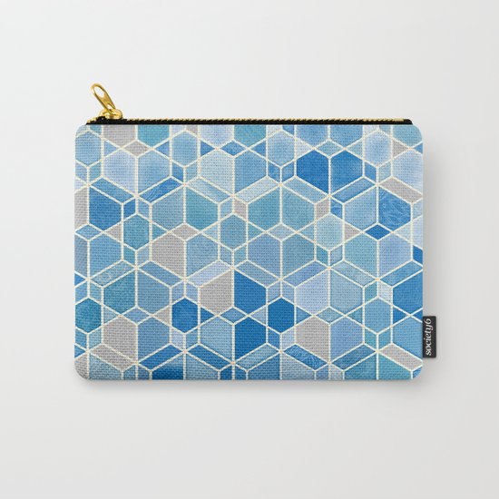 Cubes & Diamonds in Blue & Grey Carry-All Pouch