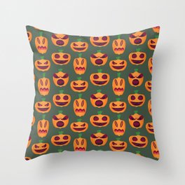Angry Halloween Pumpkin  Throw Pillow