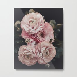 Pink Ranunculus Flowers Metal Print | Spring, Pastel, Blossoms, Nature, Black, Foliage, Pinkflowers, Floralprint, Ingridbeddoes, Ranunculus 