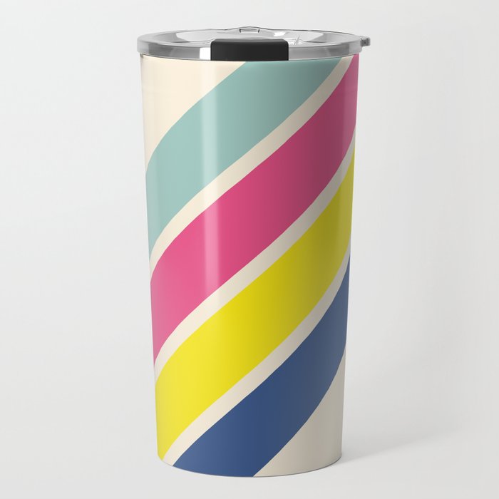 4 Classic Abstract Minimal Retro Summer Style Stripes Travel Mug