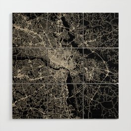 Richmond USA. Black and White City Map Wood Wall Art