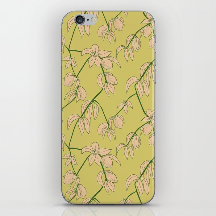 Mustard and Pink lemon branches, botanical pattern, minimal color palette iPhone Skin