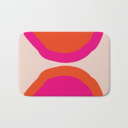 Curved Trajectories (Fuchsia Pink and Orange) Bath Mat | Linework, Acrylic, Shape, Graphicdesign, Geometric, Woodblocks, Aesthetic, Pink, Circle, Curve 
