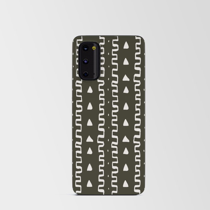 Merit Mud Cloth Forest Green and White Triangle Pattern Android Card Case