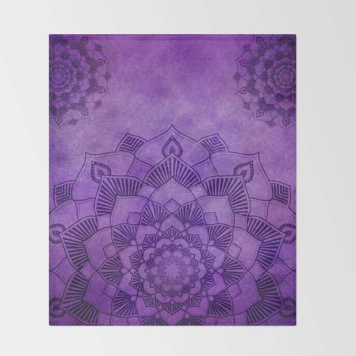 Deep Purple Lotus Mandala Throw Blanket By Inspiredimages Society6 Deep Purple Lotus Mandala Throw Blanket