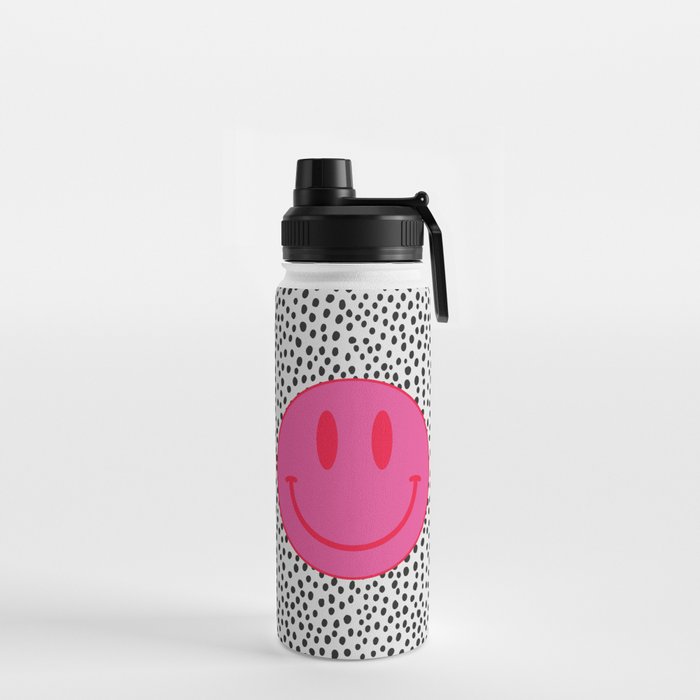 Make Me Smile - Cute Preppy Vsco Smiley Face on Black and White Water Bottle  by Aesthetic Wall Decor by SB Designs