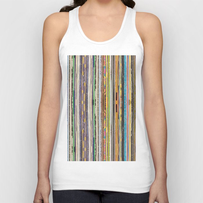 Vintage Used Vinyl Rock Record Collection Abstract Stripes Tank Top