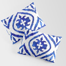 Blue Ethnic Ikat Pattern Pillow Sham