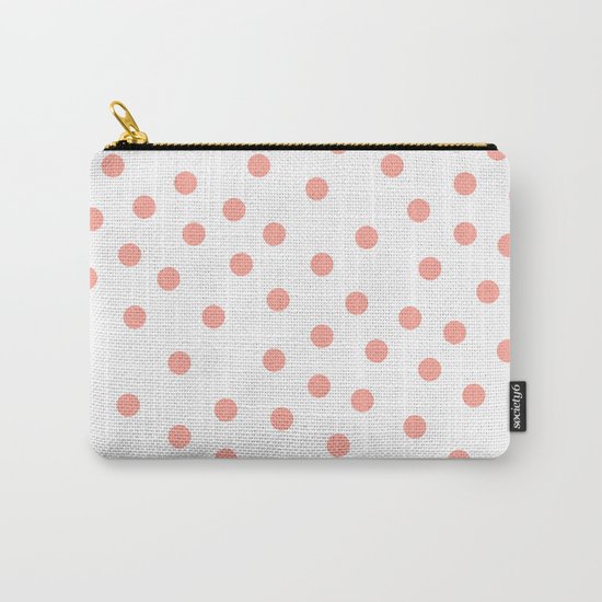 Simply Dots in Salmon Pink on White Carry-All Pouch