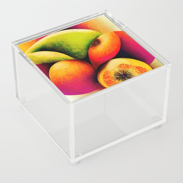 Tropical Fruit - Abstract Minimalist Digital Retro Poster Art Acrylic Box