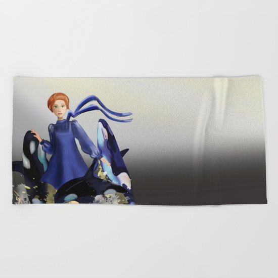 Blue Whales Beach Towel