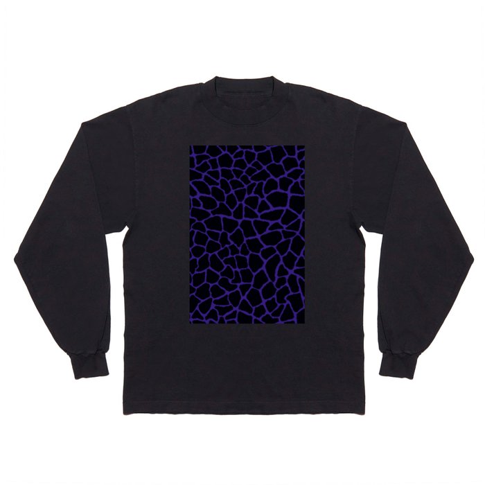 Mosaic Abstract Art Black & Purple Long Sleeve T Shirt