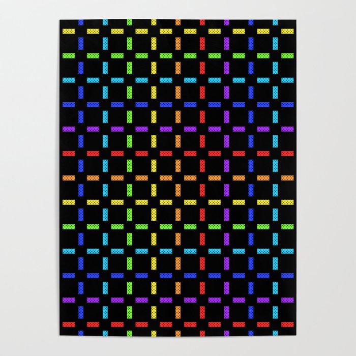 Rainbow Grid Doted Dark Poster