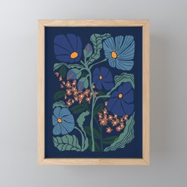 Klimt flower dark blue Framed Mini Art Print
