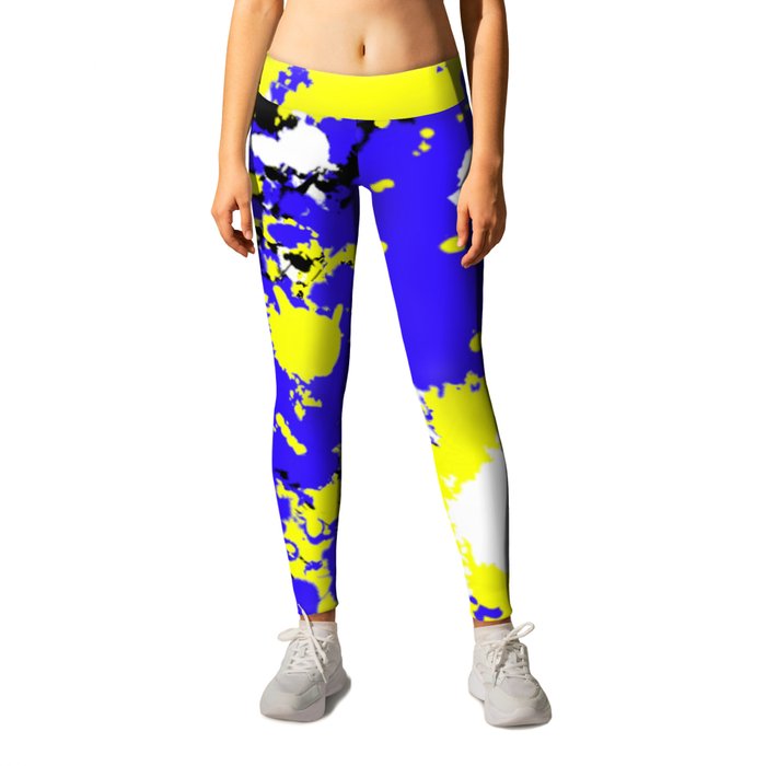 Ukraine Artwork Series - Blue And Yellow Splatter Art Leggings