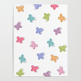 multicolor pastel butterflies Poster