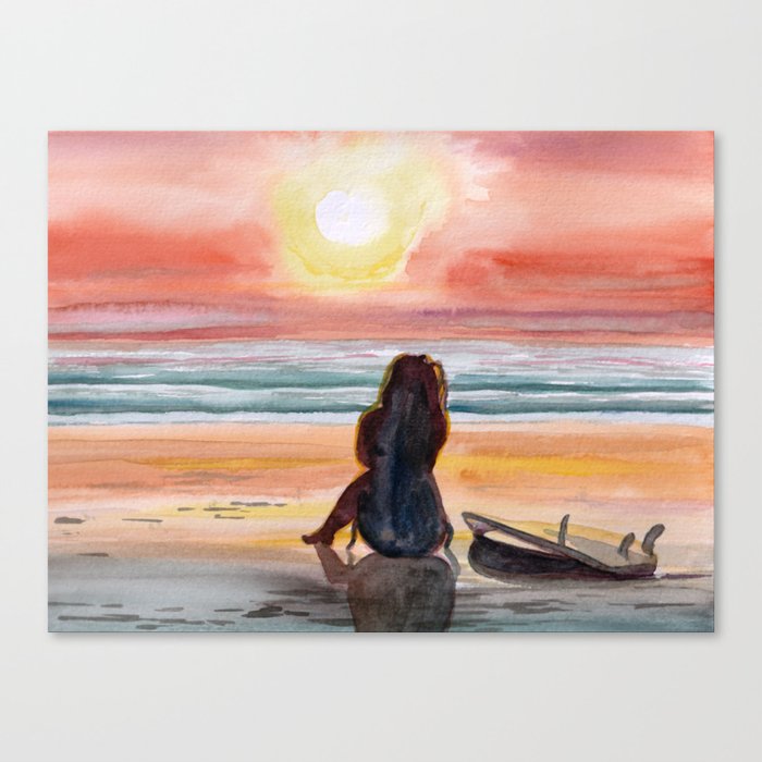 After surf sunset Bude Canvas Print