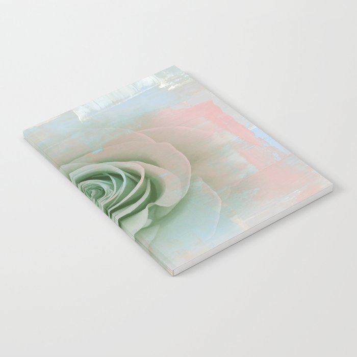 Elegant Painterly Mint Green Rose Abstract Notebook