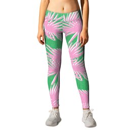 70’s Retro Palm Springs Pink on Kelly Green Leggings