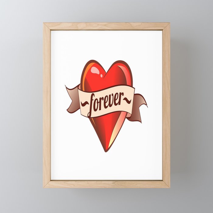 FOREVER ROMANTIC HEART TATTOO Framed Mini Art Print